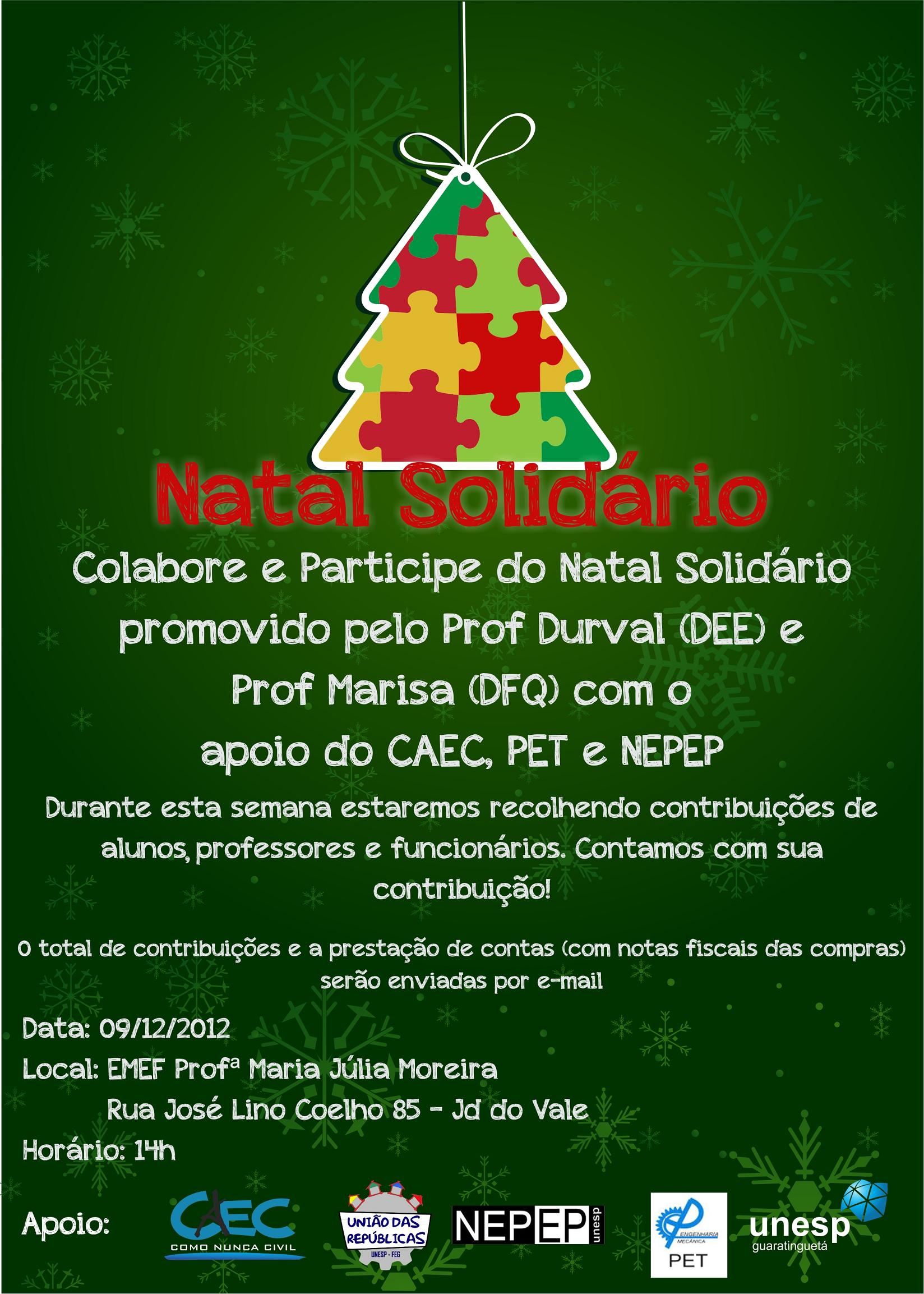 Natal Solidário - Notícias - Unesp - Faculdade de Engenharia e Ciências - Câmpus de Guaratinguetá Natal Solidário - Notícias - Unesp - Faculdade de Engenharia e Ciências - Câmpus de Guaratinguetá